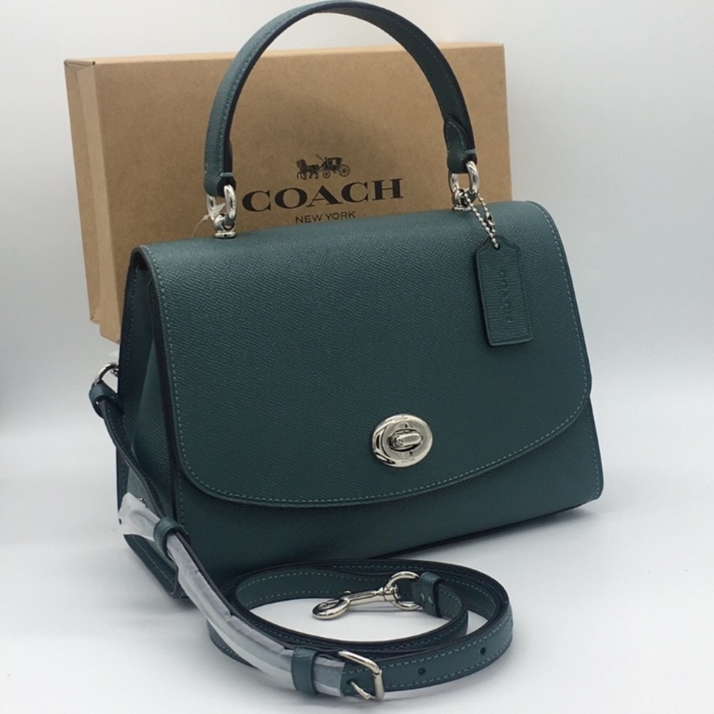 Coach Tilly Top Handle Dark Turquoise Cross Body - Picture 3 of 15